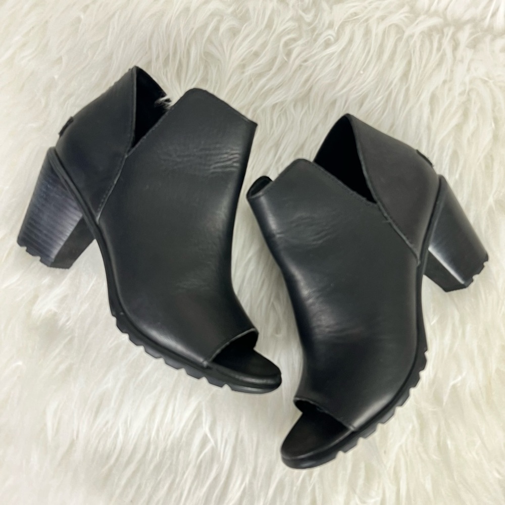 Sorel Nadia Peep Toe Booties Black Size 6.5